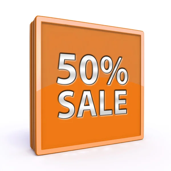 Sale fifty percent square icon on white background — Stock Photo, Image