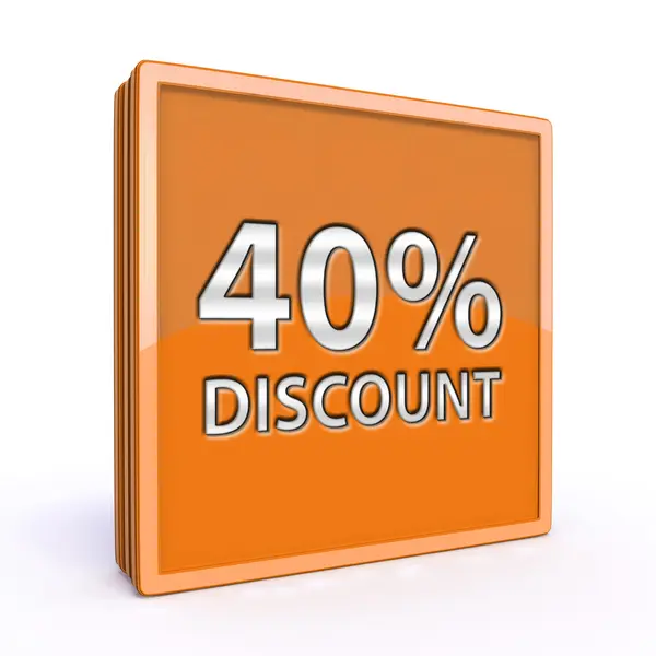 Discount forty percent square icon on white background — Stock Photo, Image