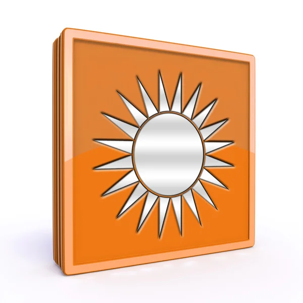 Ícone quadrado do sol no fundo branco — Fotografia de Stock