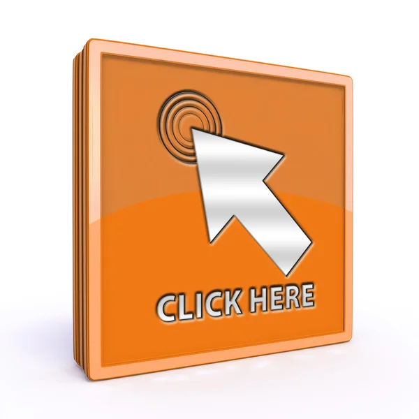 Click here square icon on white background — Stock Photo, Image