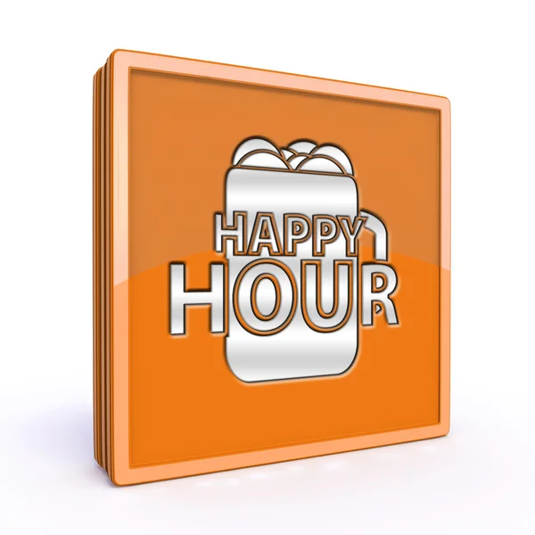 Happy hour สแควร์ไอคอนบนพื้นหลังสีขาว — ภาพถ่ายสต็อก