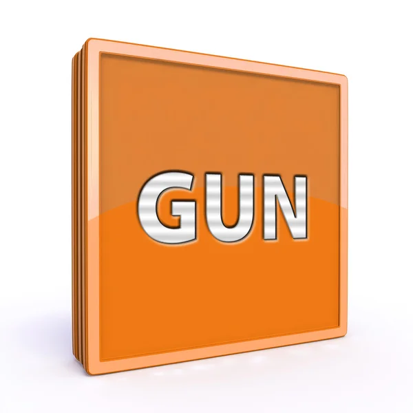 Pistolet ikona kwadrat na białym tle — Zdjęcie stockowe