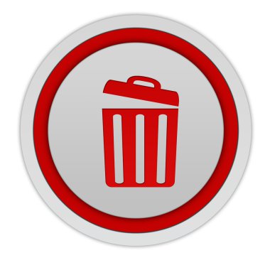 beyaz zemin üzerinde dairesel simgesini çöp kutusu