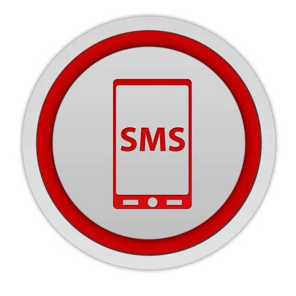 SMS kreisförmiges Symbol auf weißem Hintergrund — Stockfoto