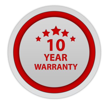 On yıl garanti dairesel simgesi beyaz arka plan üzerinde