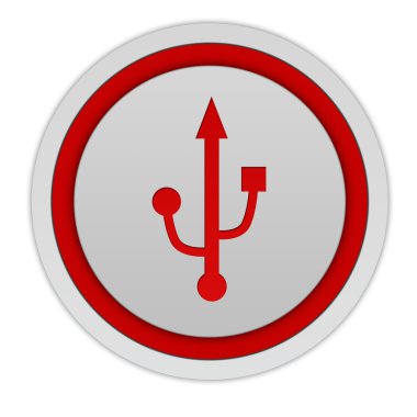 Beyaz arka plan üzerinde USB dairesel simgesi