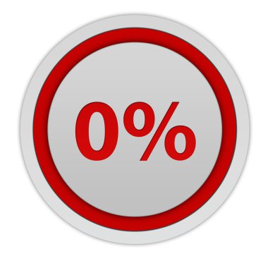 Beyaz arka plan üzerinde yüzde sıfır dairesel simgesi