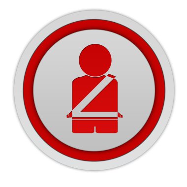 Emniyet kemeri dairesel simgesi beyaz arka plan üzerinde