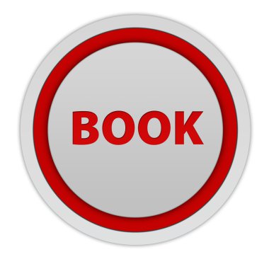 Beyaz arka plan üzerinde kitap dairesel simgesi