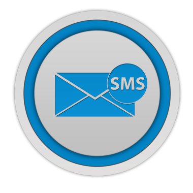 SMS dairesel simgesi beyaz zemin üzerine