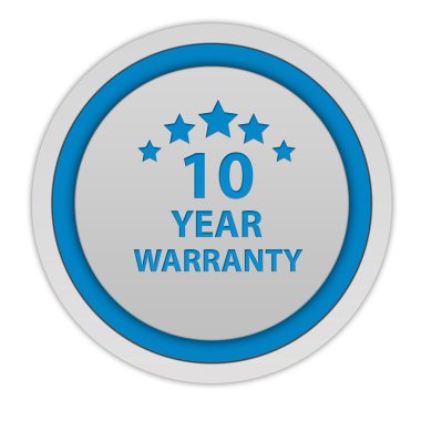 On yıl garanti dairesel simgesi beyaz arka plan üzerinde