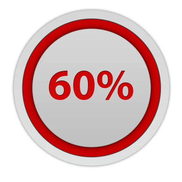 Sixty percent circular icon on white background — Stock Photo, Image