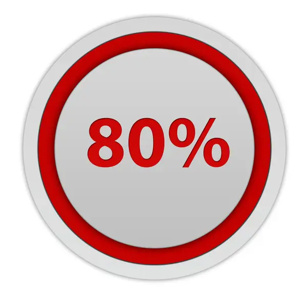 Eighty percent circular icon on white background — Stock Photo, Image