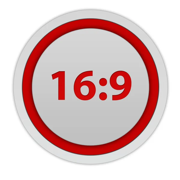 16:9 circular icon on white background — Stock Photo, Image