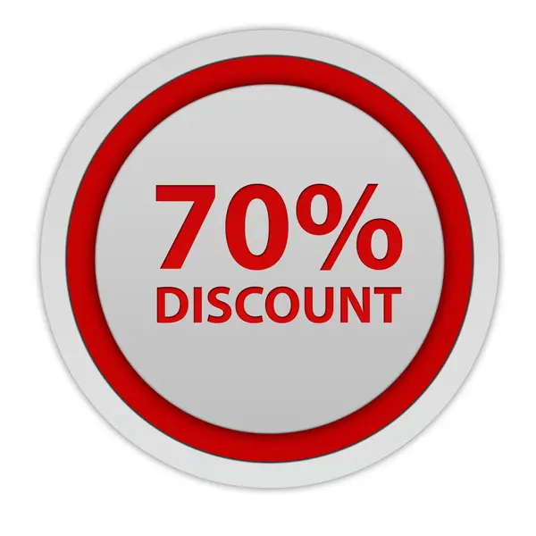 Discount seventy percent circular icon on white background — Stock Photo, Image