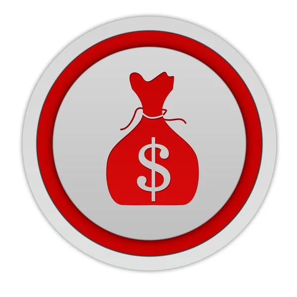 Dollar money bag circular icon on white background — Stock Photo, Image