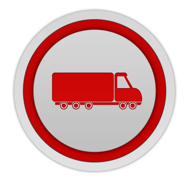 Круговая иконка грузовика на белом фоне — стоковое фото