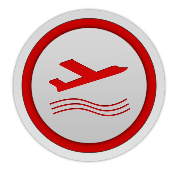Beyaz arka plan üzerinde uçak dairesel simgesi — Stok fotoğraf