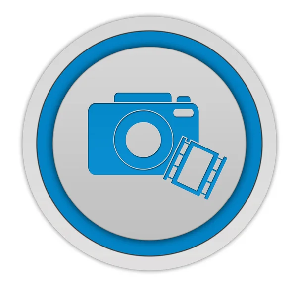 Kulatá ikona fotoaparátu na bílém pozadí — Stock fotografie