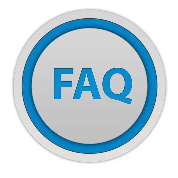 Kulatá ikona FAQ na bílém pozadí — Stock fotografie