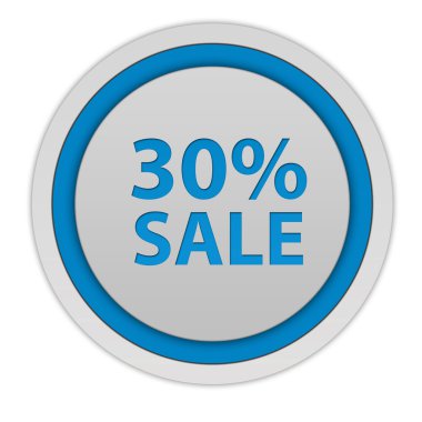 Beyaz arka plan üzerinde satış % 30'u dairesel simgesi