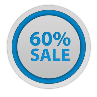 Satışı yüzde altmış dairesel simgesi beyaz arka plan üzerinde