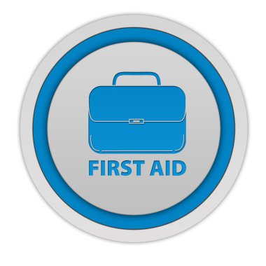 İlk yardım dairesel simgesi beyaz arka plan üzerinde