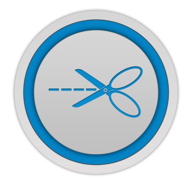 Makas dairesel simgesi beyaz arka plan üzerinde