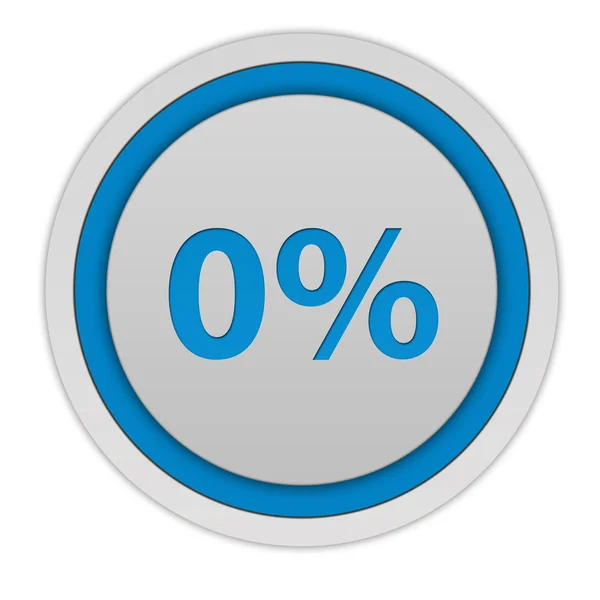 Круговая иконка нулевого процента на белом фоне — стоковое фото