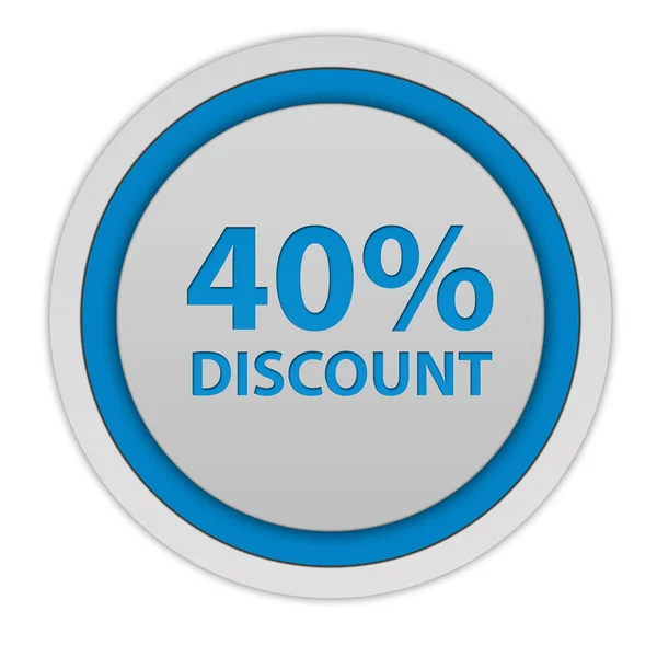 Discount forty percent circular icon on white background — Stock Photo, Image