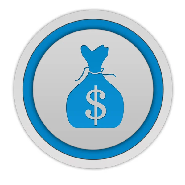 Dollar money bag circular icon on white background — Stock Photo, Image