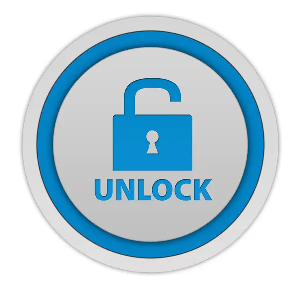Desbloquear icono circular sobre fondo blanco — Foto de Stock