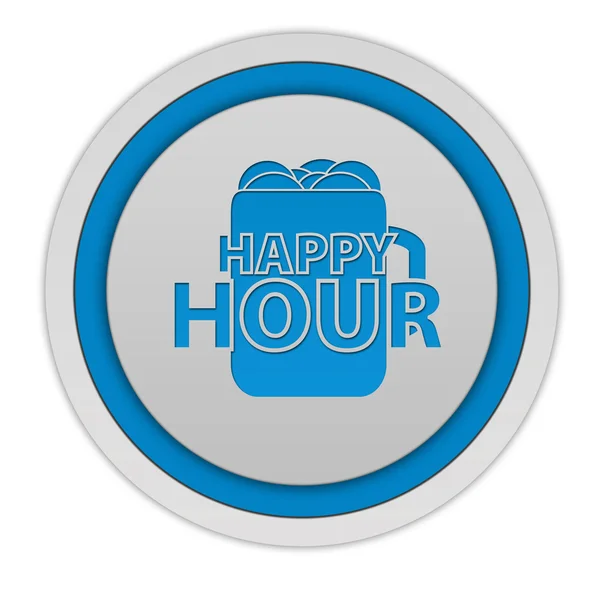 Happy Hour rundes Symbol auf weißem Hintergrund — Stockfoto