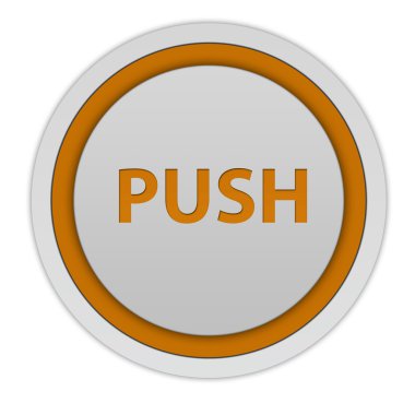 beyaz zemin üzerinde itme dairesel simgesi