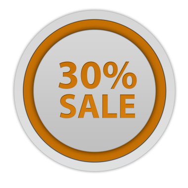 Beyaz arka plan üzerinde satış % 30'u dairesel simgesi