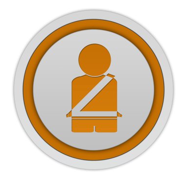 Emniyet kemeri dairesel simgesi beyaz arka plan üzerinde