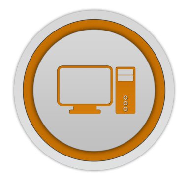 Beyaz arka plan bilgisayar dairesel simgesine