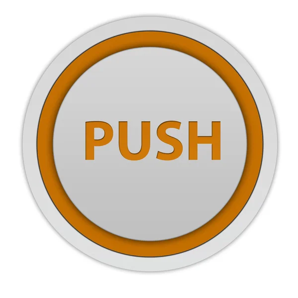 Push circular icon on white background — Stock Photo, Image