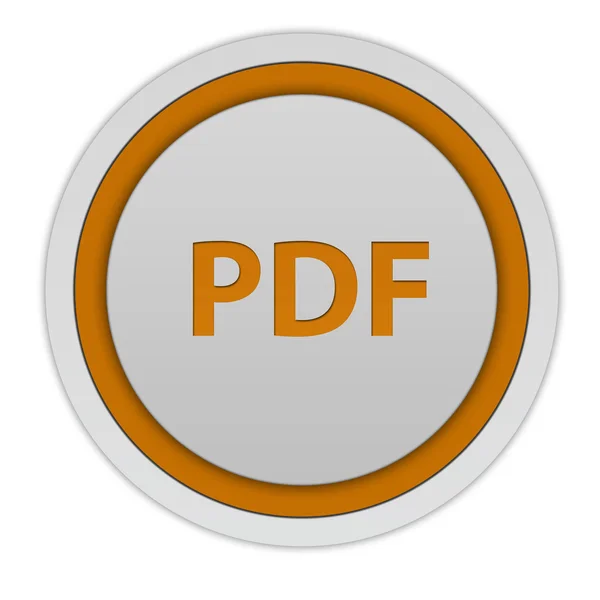 Okrągła ikona PDF na białym tle — Zdjęcie stockowe