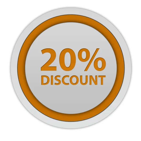 Discount twenty percent circular icon on white background — Stock Photo, Image