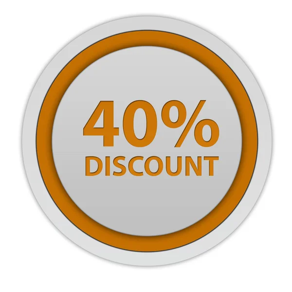 Discount forty percent circular icon on white background — Stock Photo, Image