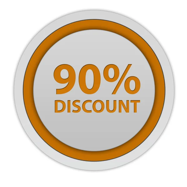 Discount ninety percent circular icon on white background — Stock Photo, Image