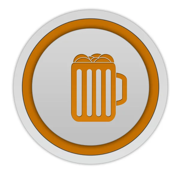 白い背景の上ビール円形アイコン — ストック写真