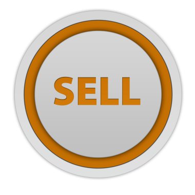 Beyaz arka plan üzerinde dairesel simgesi satmak