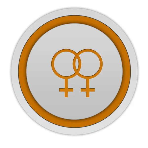 Круглая икона лесбиянок на белом фоне — стоковое фото
