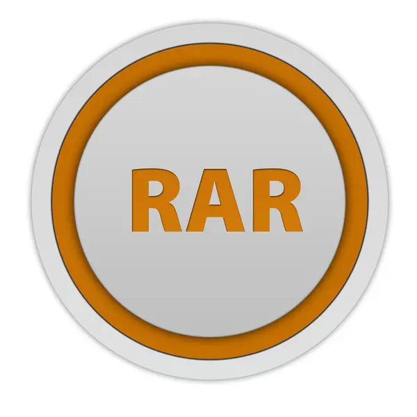 Круглая иконка RAR на белом фоне — стоковое фото