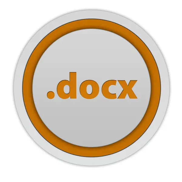 .白い背景の docx 円形アイコン — ストック写真