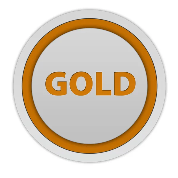 Gold circular icon on white background — Stock Photo, Image