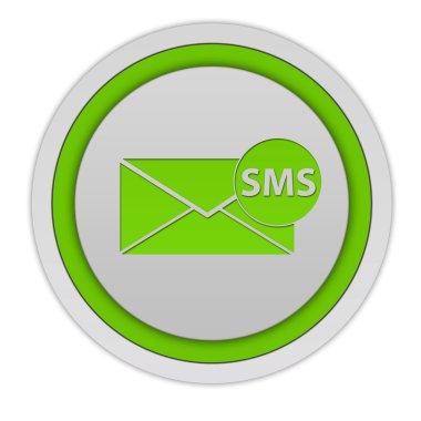 SMS dairesel simgesi beyaz zemin üzerine
