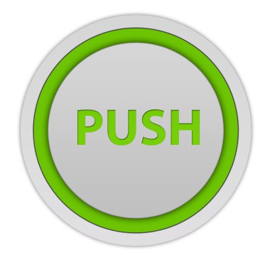 beyaz zemin üzerinde itme dairesel simgesi